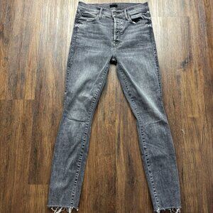 Mother Stunner Ankle Fray Friday The 13th Jeans Distressed Black Raw Hem Size 26